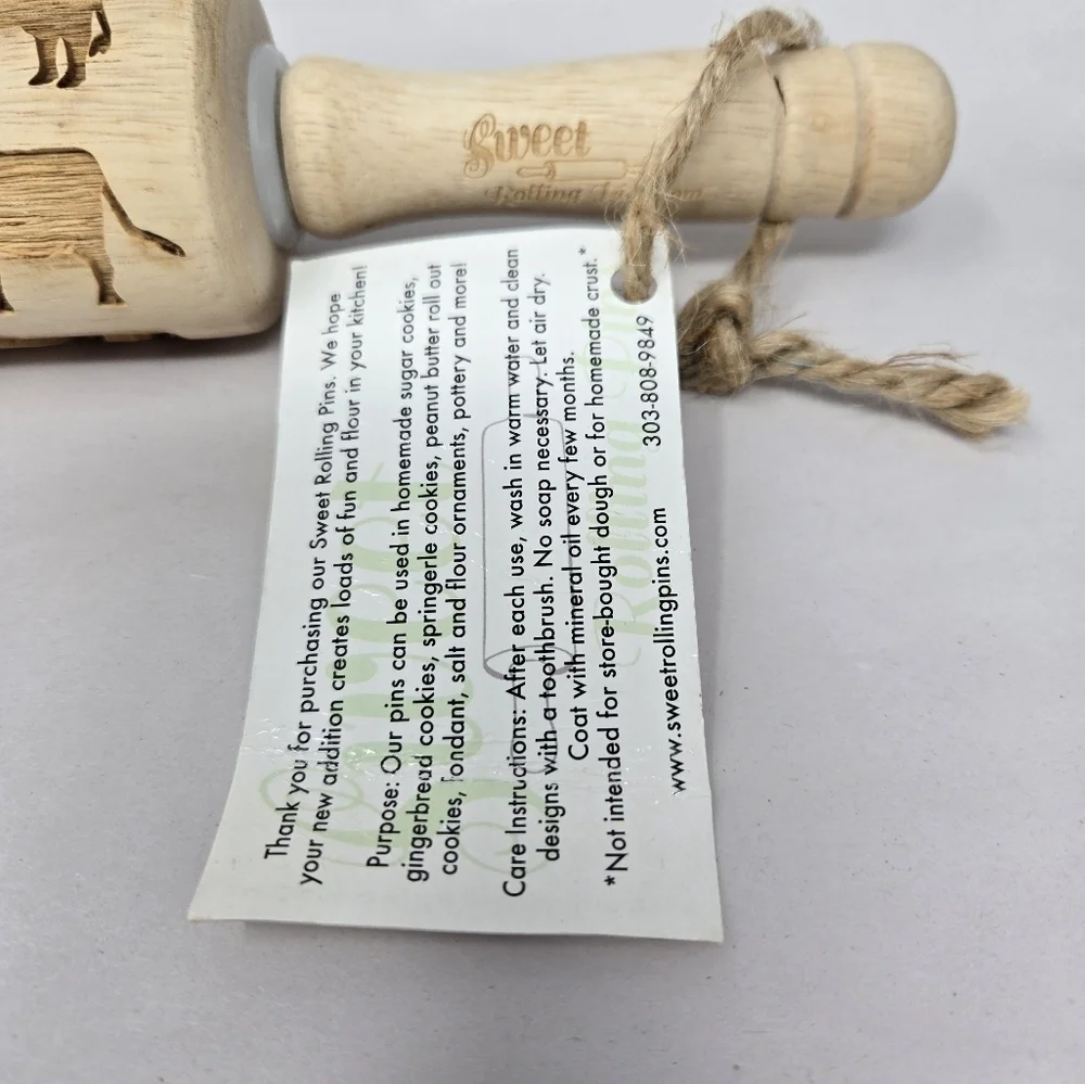 Sweet Rolling Pins Wooden Engraved Cows Shapes Imprints Cow Design Into Dough